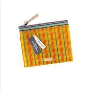 Consuela Slim (Small) Zip Mesh Pouch - Yellow, Blue & Red Plaid - Paula
